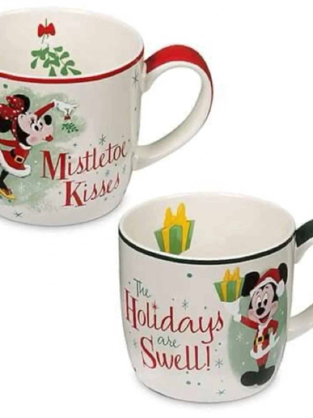Disney Parks Exclusive Holiday Mugs - his and hers Festive Mickey Minnie Design